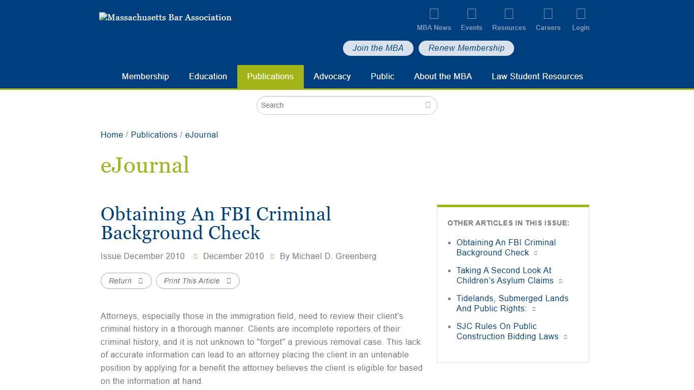 Obtaining an FBI criminal background check
