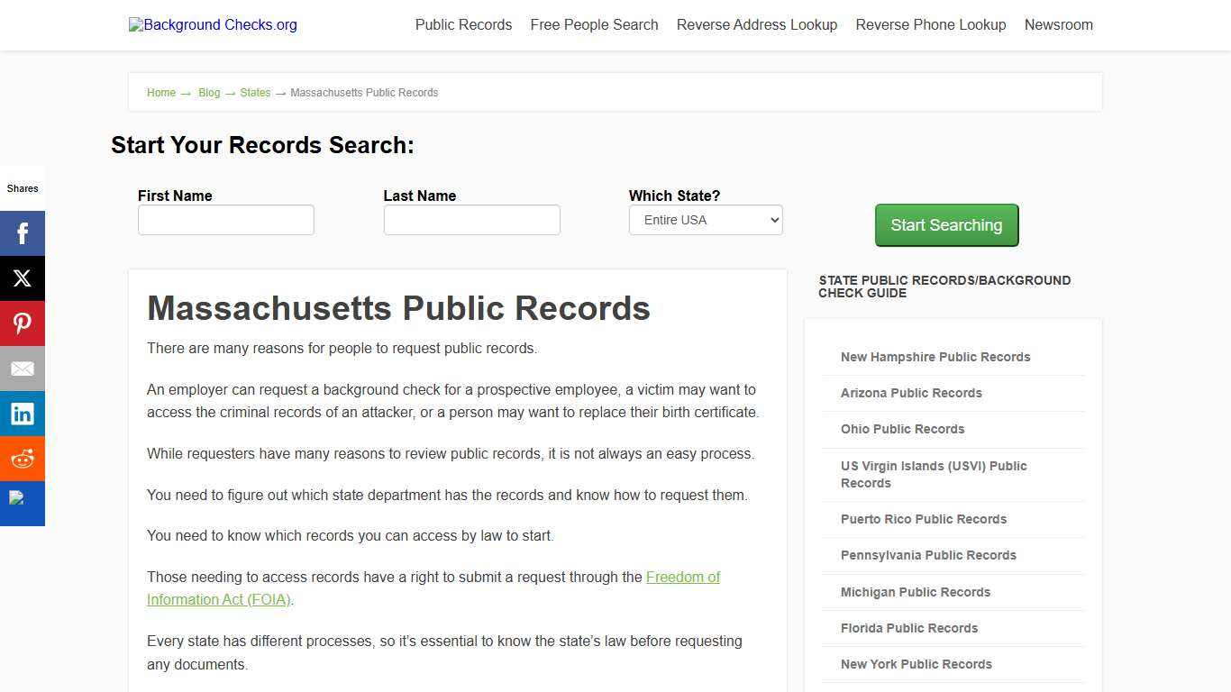 Massachusetts Background Checks | backgroundchecks.org
